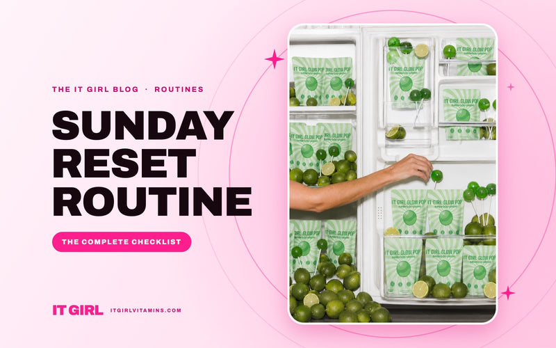 Sunday reset routine: fridge restocked with Greens Glow Pop pouches and fresh limes