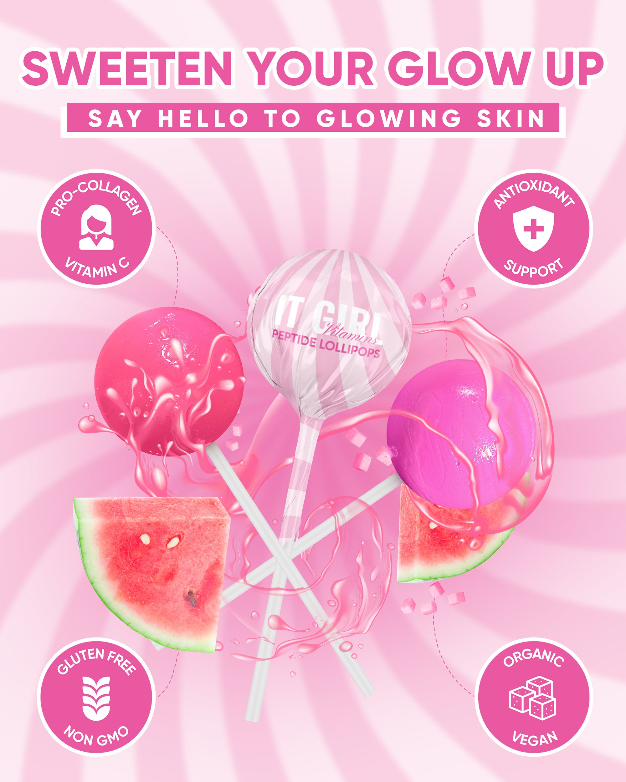 It Girl Beauty Lollipops - Collagen Peptides & Vitamin C Healthy Candy for Skin, Hair, Nails