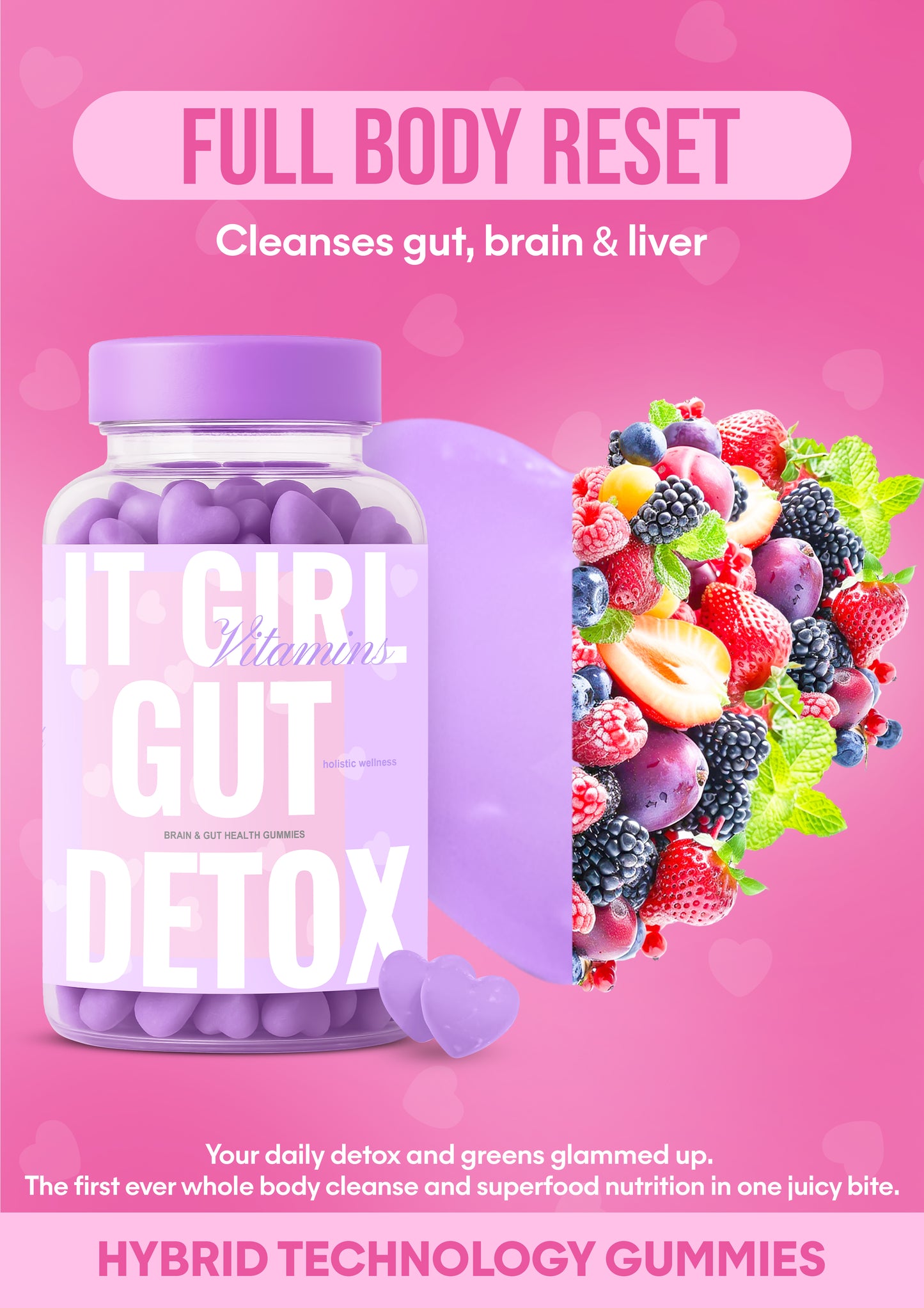 It Girl Gut Detox – Vegan Probiotic Gummies for Women, Bloating Relief, Digestion Support, Clean Ingredients, 30-Day Supply