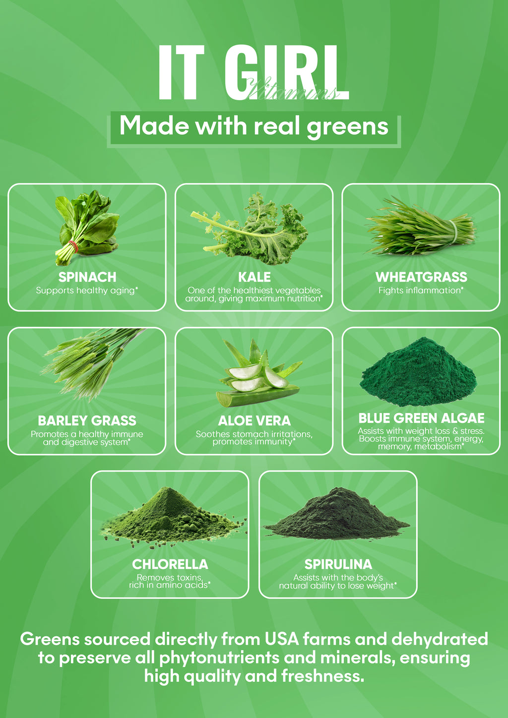 It Girl Greens Glow Pop™ 20 Gut Ingredients - Prebiotic Fiber + Probiotics