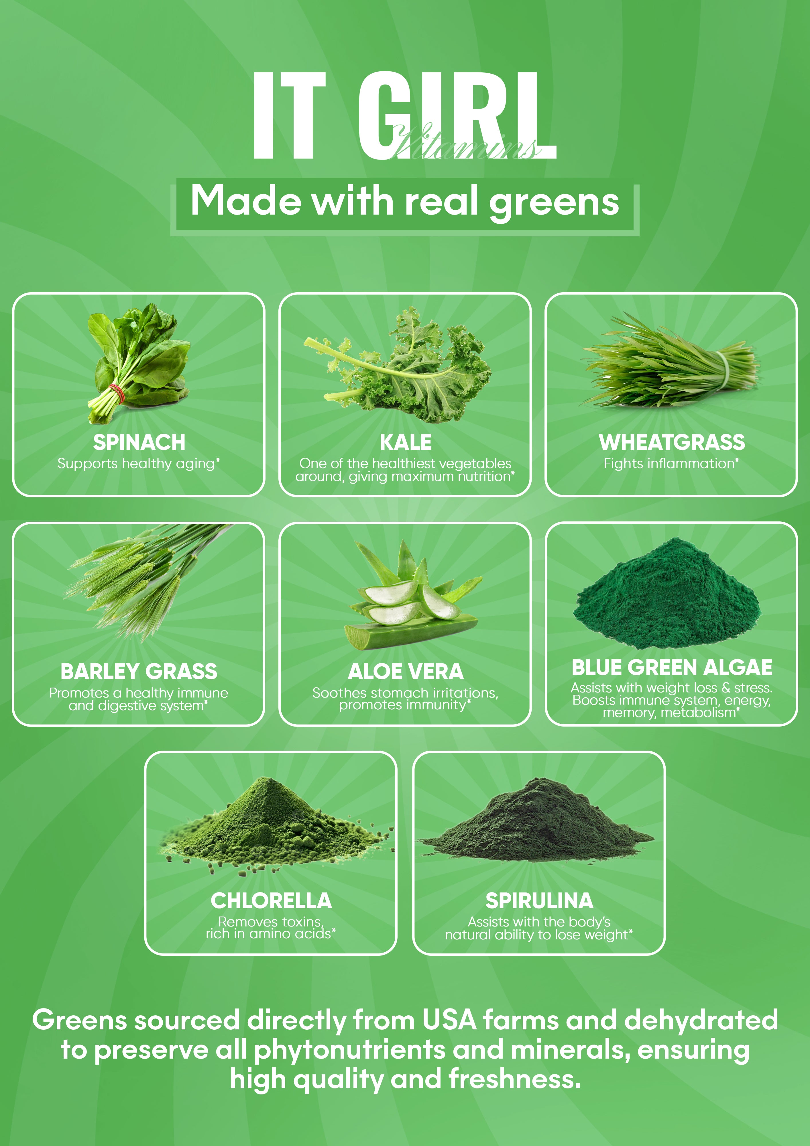 It Girl Greens Glow Pop™ 20 Gut Ingredients - Prebiotic Fiber + Probiotics