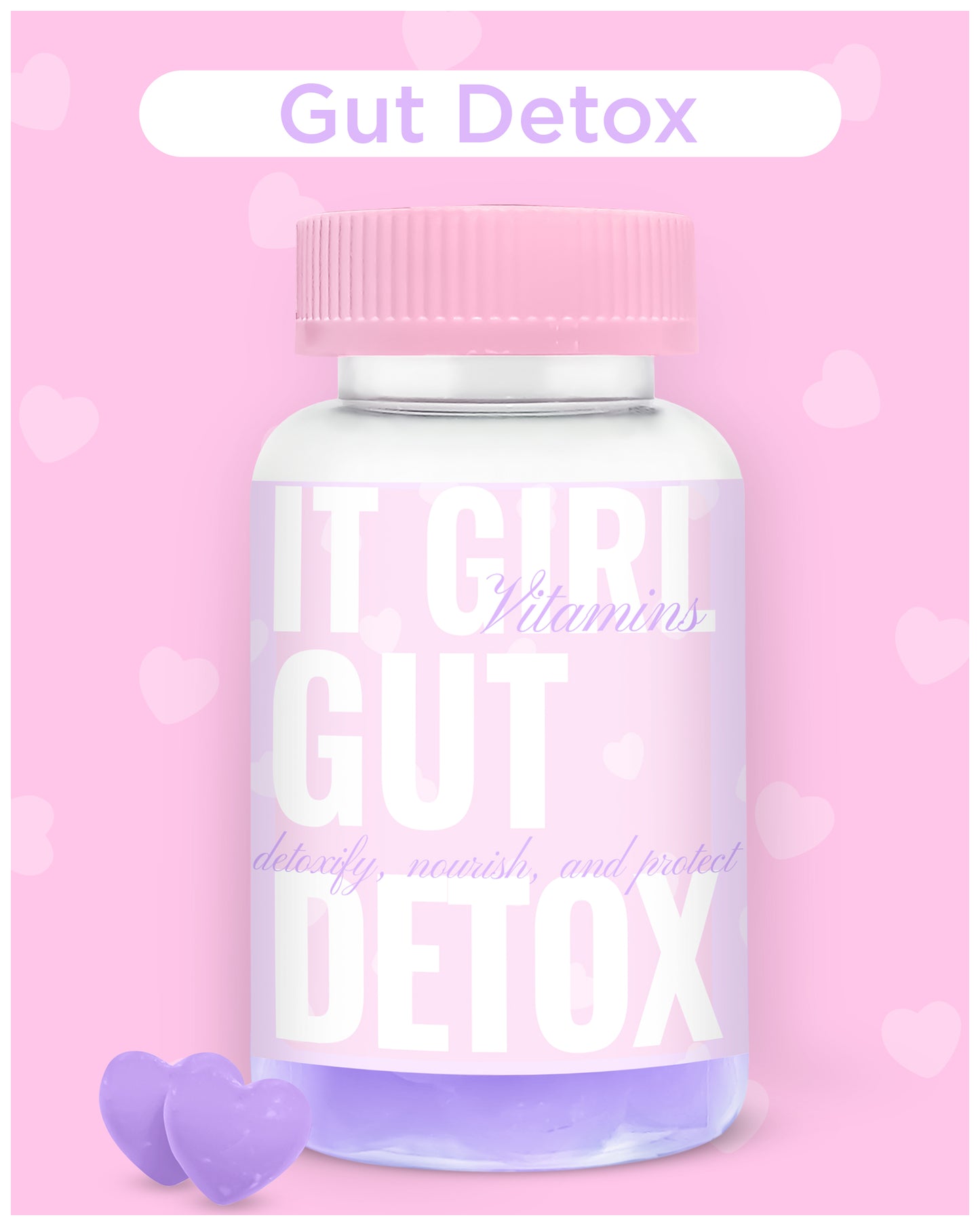 It Girl Vitamins Gut Detox | Vegan Gut Support - Organic Superfood Greens, Digestive Enzymes with Probiotics for Women, 3 Billion CFUs, Gut Health, Marshmallow Root, Magnesium – Immunity, Metabolism, Bloat, Multi-Vitamin Gummies