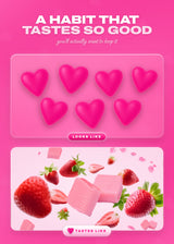 It Girl Snack Beauty Glow Gummies: pink heart gummies that taste like strawberries and pink strawberry chews