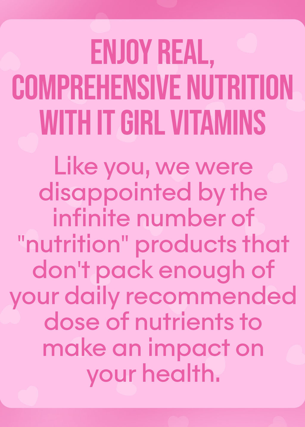 Advertisement for IT Girl Vitamins on a pink background with white text.