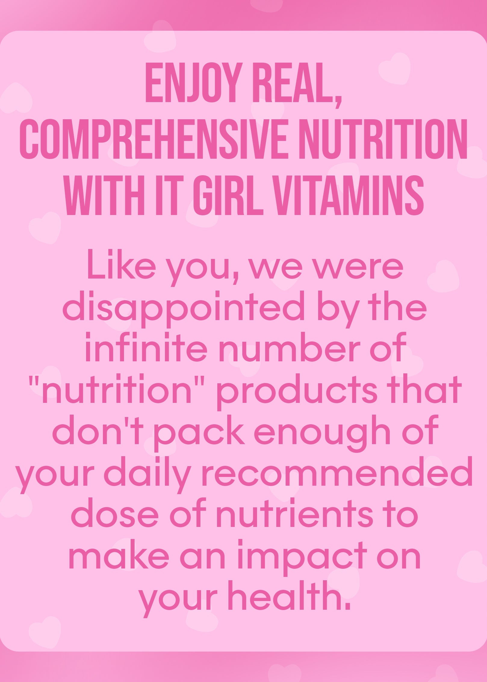 Advertisement for IT Girl Vitamins on a pink background with white text.