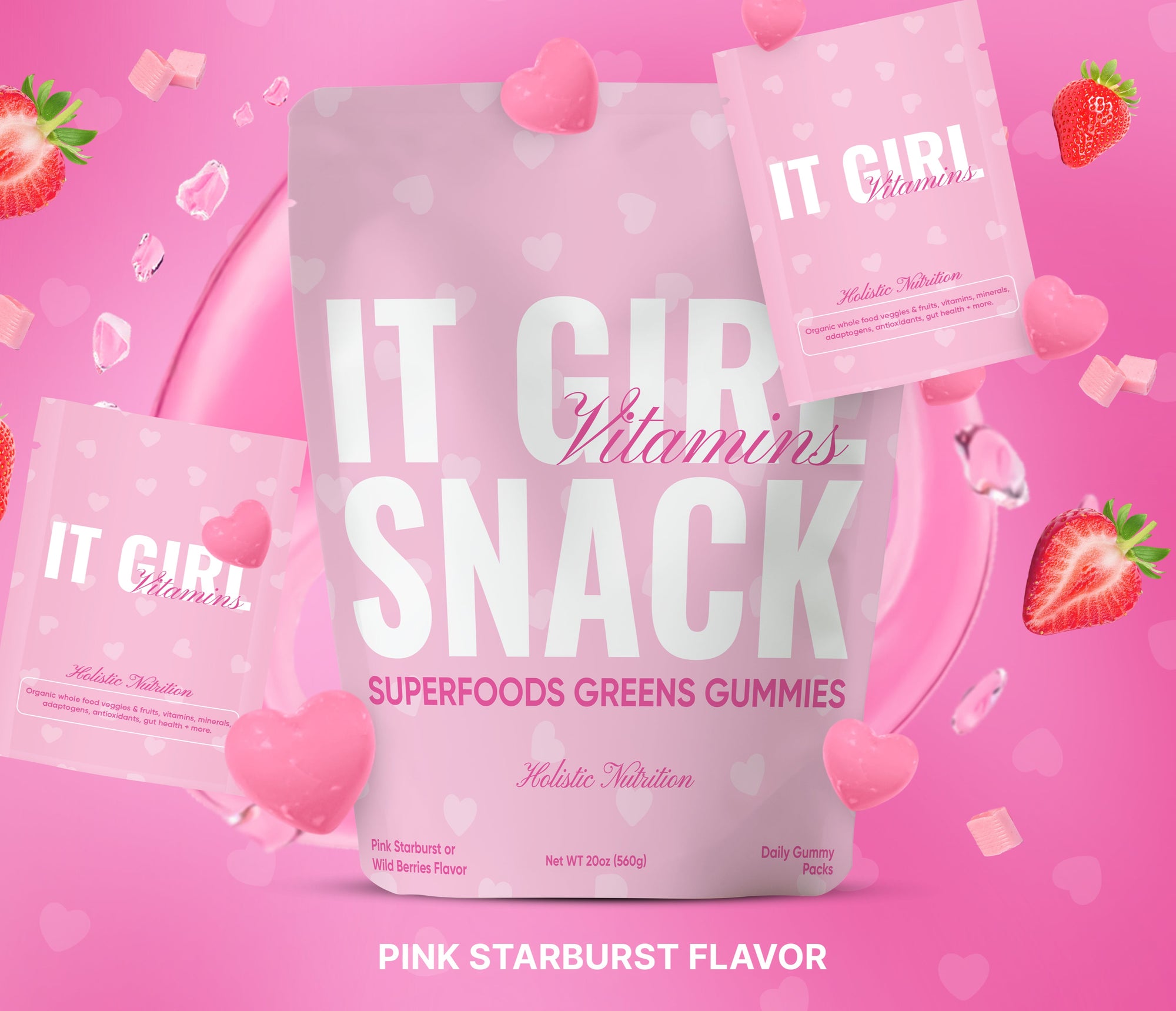 It Girl Snack - Superfoods Greens Gummies in Pink Starburst Flavor