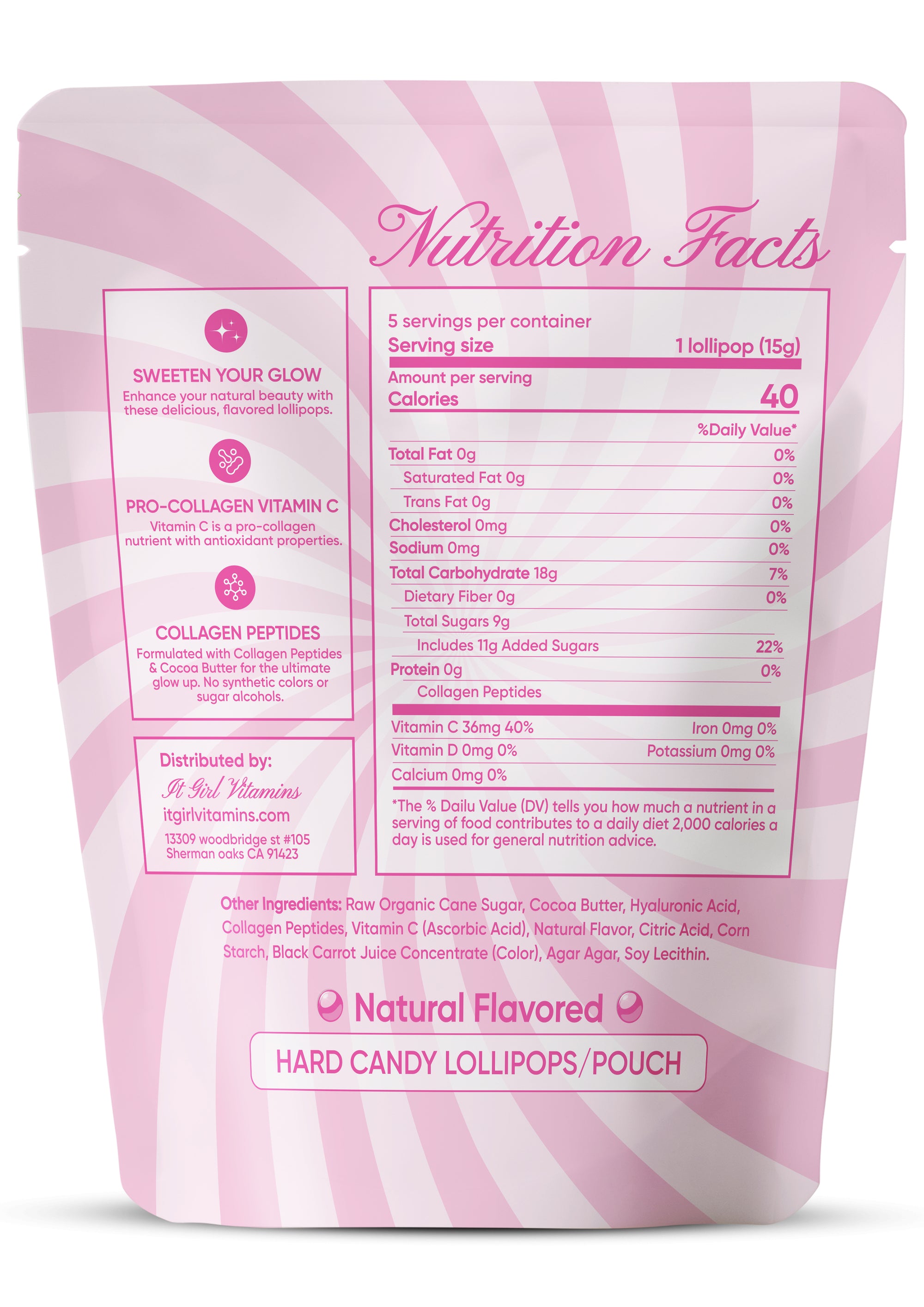 It Girl Beauty Lollipops - Collagen Peptides & Vitamin C Healthy Candy for Skin, Hair, Nails
