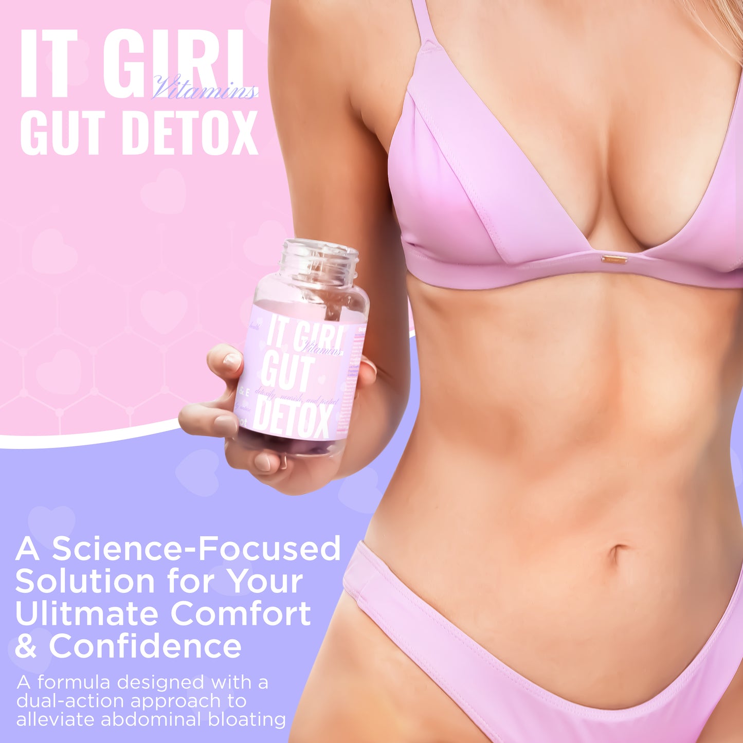 It Girl Vitamins Gut Detox | Vegan Gut Support - Organic Superfood Greens, Digestive Enzymes with Probiotics for Women, 3 Billion CFUs, Gut Health, Marshmallow Root, Magnesium – Immunity, Metabolism, Bloat, Multi-Vitamin Gummies