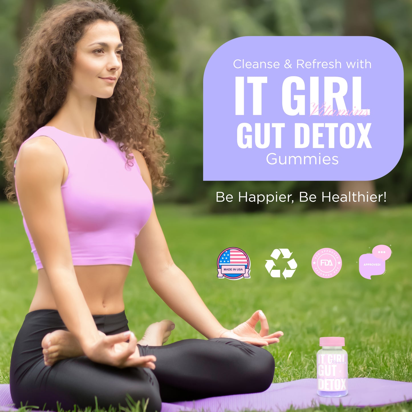 It Girl Vitamins Gut Detox | Vegan Gut Support - Organic Superfood Greens, Digestive Enzymes with Probiotics for Women, 3 Billion CFUs, Gut Health, Marshmallow Root, Magnesium – Immunity, Metabolism, Bloat, Multi-Vitamin Gummies