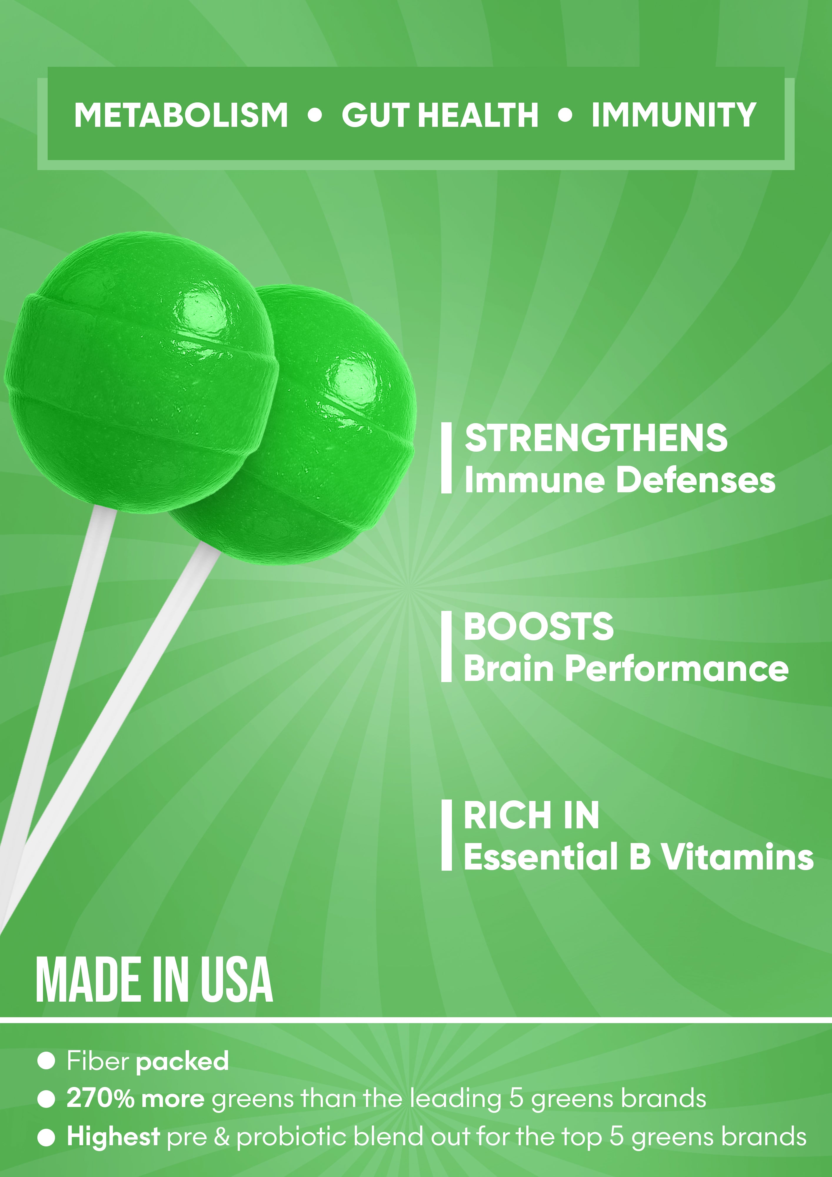 It Girl Greens Glow Pop™ 20 Gut Ingredients - Prebiotic Fiber + Probiotics