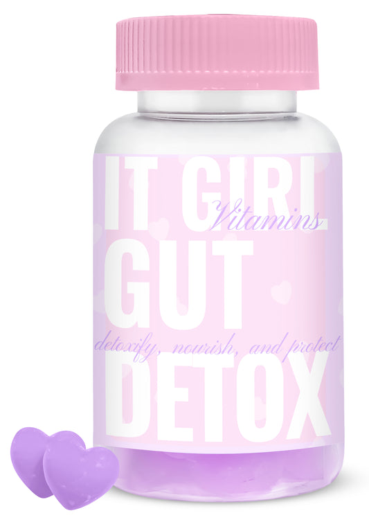 It Girl Vitamins Gut Detox | Vegan Gut Support - Organic Superfood Greens, Digestive Enzymes with Probiotics for Women, 3 Billion CFUs, Gut Health, Marshmallow Root, Magnesium – Immunity, Metabolism, Bloat, Multi-Vitamin Gummies