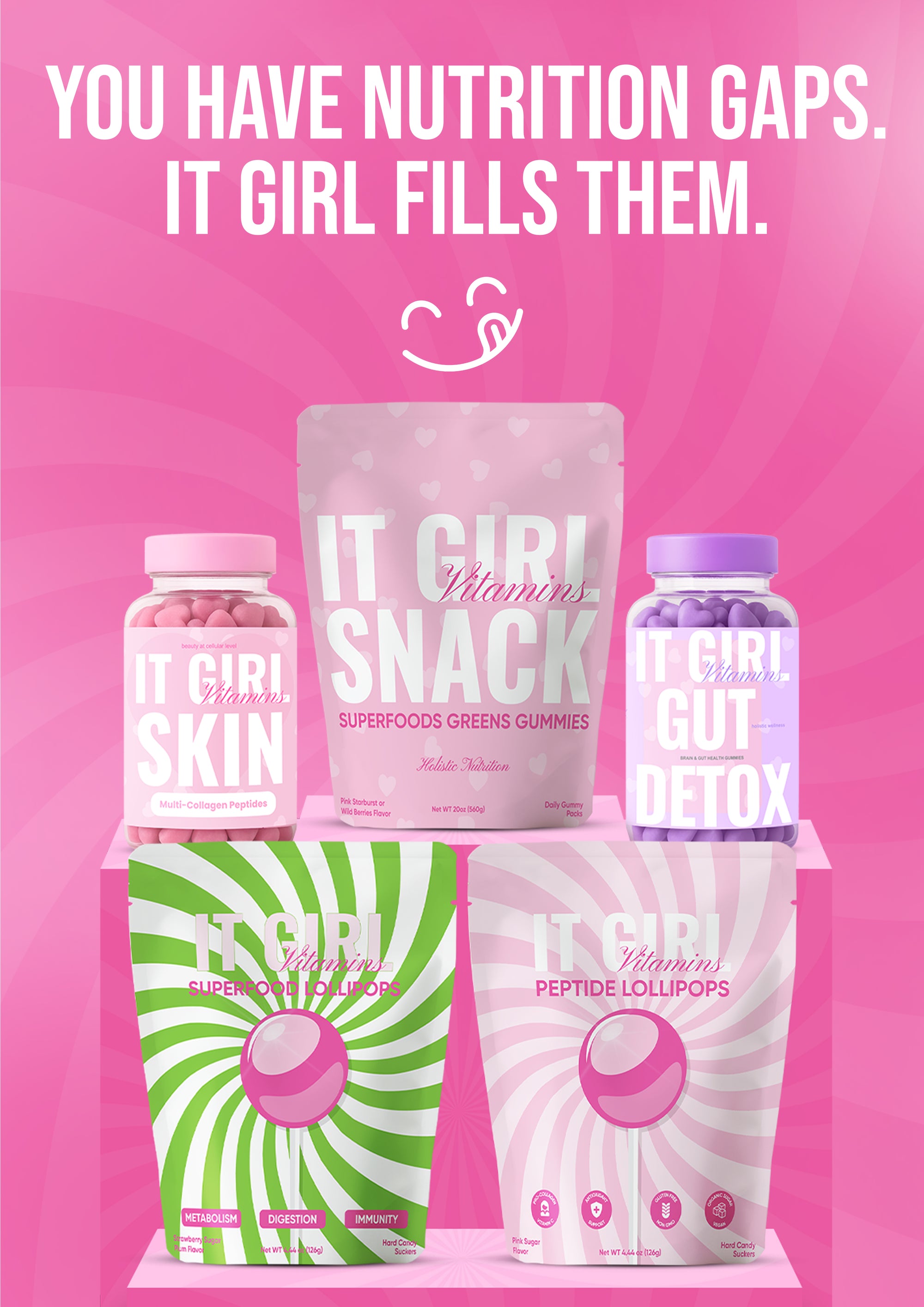 It Girl Superfood Greens Lollipops - Vegan Candy with Supergreens, Vitamins & Antioxidants