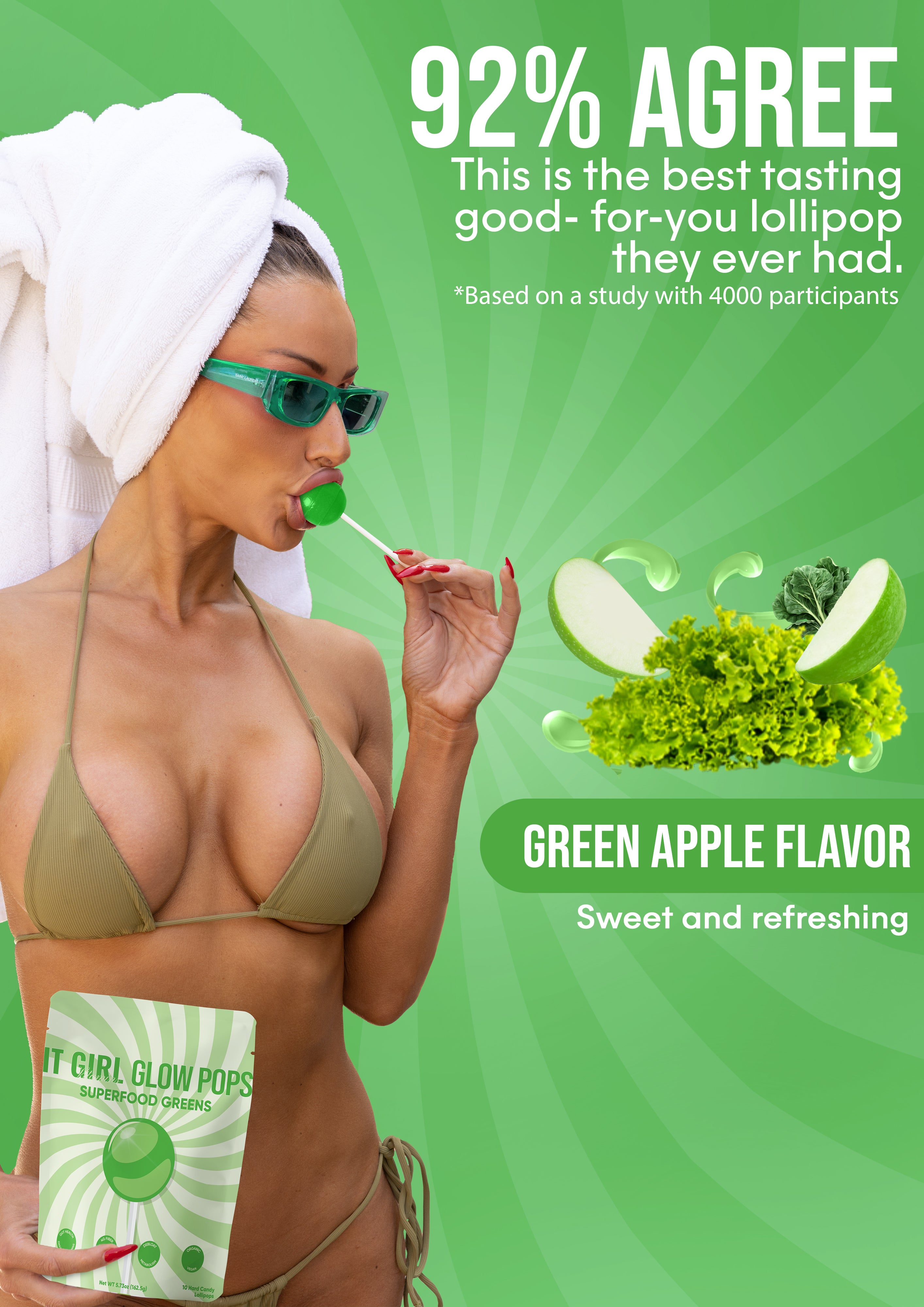 It Girl Greens Glow Pop™ 20 Gut Ingredients - Prebiotic Fiber + Probiotics