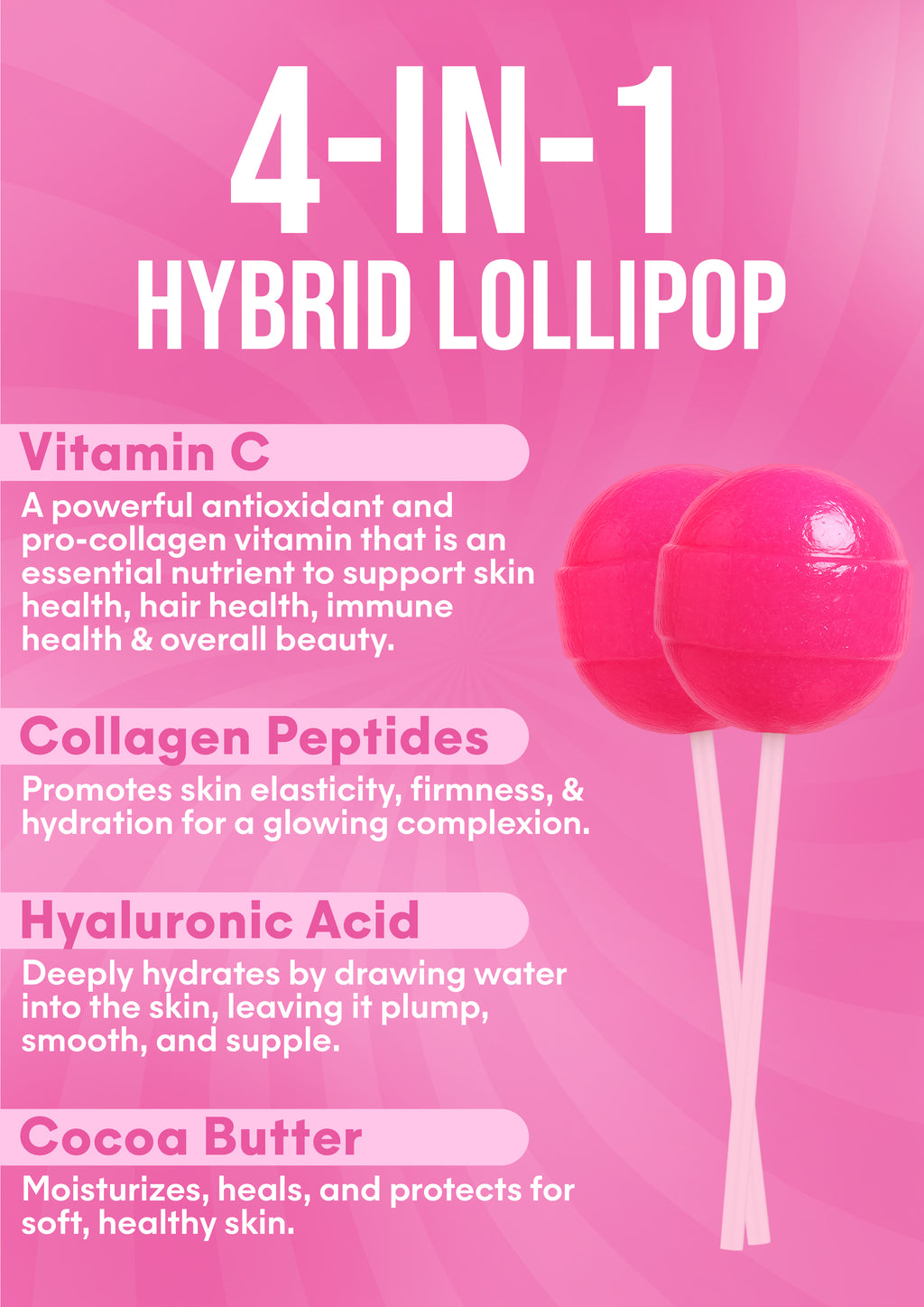 It Girl Beauty Lollipops - Collagen Peptides & Vitamin C Healthy Candy for Skin, Hair, Nails