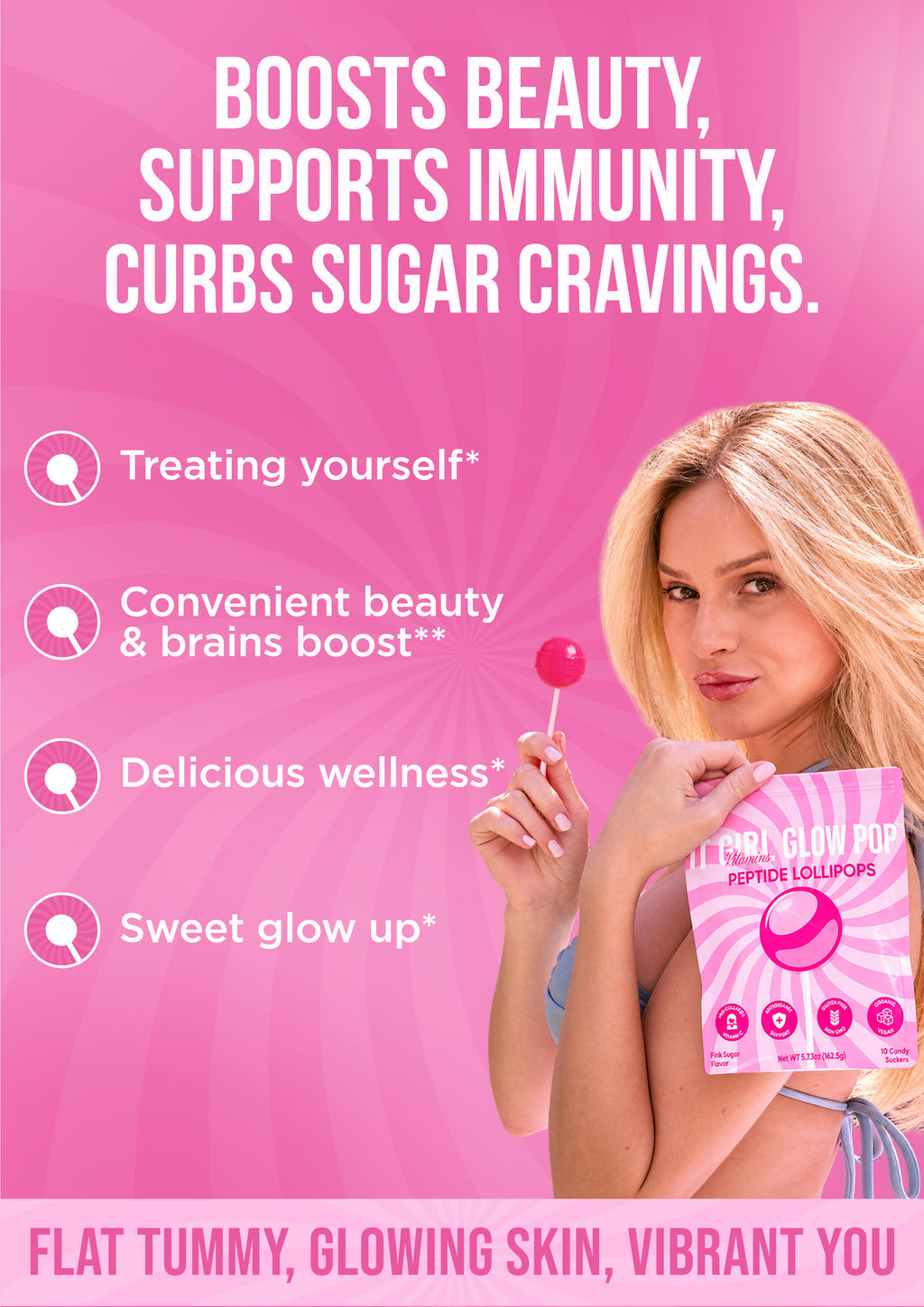 It Girl Beauty Lollipops - Collagen Peptides & Vitamin C Healthy Candy for Skin, Hair, Nails