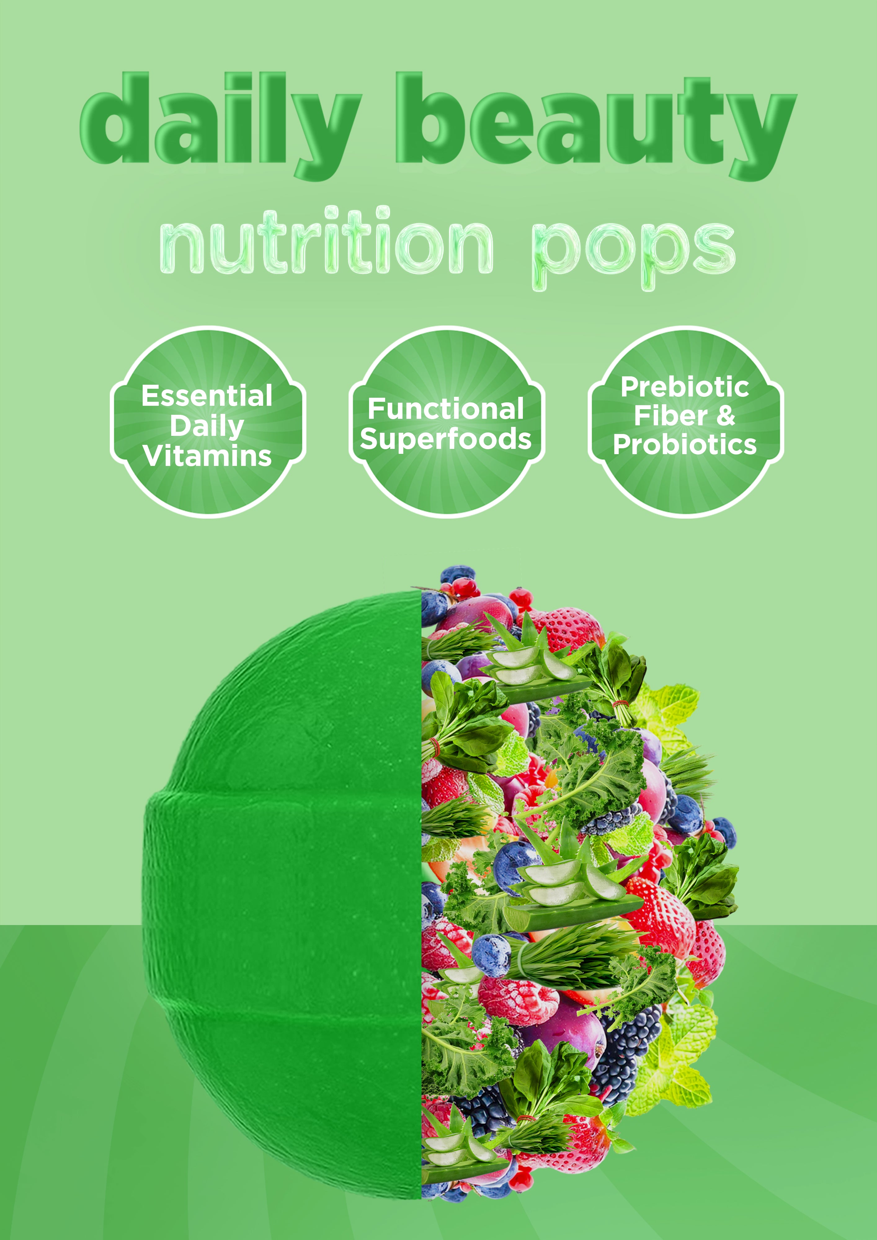 It Girl Greens Glow Pop™ 20 Gut Ingredients - Prebiotic Fiber + Probiotics
