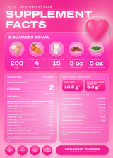 Supplement Facts panel and serving information for It Girl Skin heart-shaped gummies.