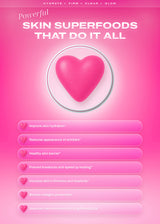 It Girl Skin superfood ingredient and benefit overview on a pink background.