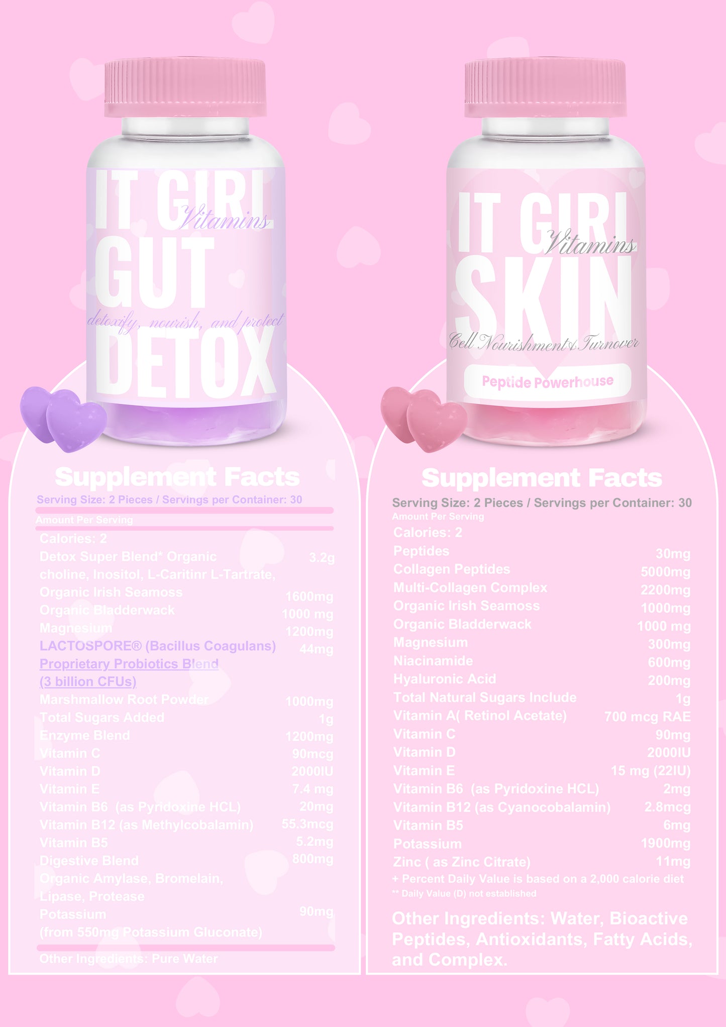 It Girl Vitamins Skin | Skin Care Gummies for Women, Powerful Multi- Collagen Peptides, Retinol, Vitamin A, Hyaluronic Acid, Vitamin B, Vitamin E, Niacinamide, Vitamin C, Sea Moss, Magnesium, Vitamin D, Anti-Aging, Hydration, Vegan, Organic